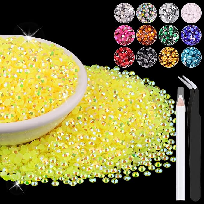 12000PCS 2mm Resin Jelly Rhinestones in Bulk, Bedazzling Flatback Crystals by BELLEBOOST