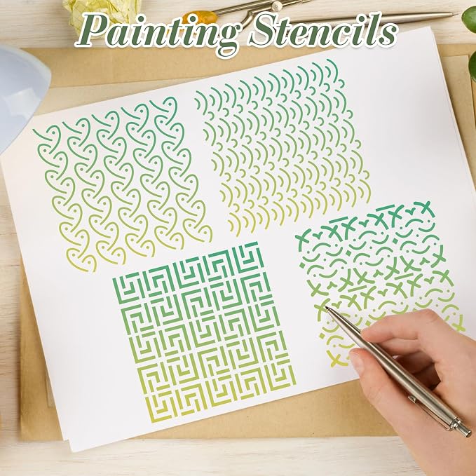 Geometric Texture Stencils for Crafts Reusable 25Pcs Stencils | DIY Art - Image 6