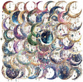 50PCS Dreamy Moon Crystal Gem Scrapbook Stickers – Clear Celestial Vinyl Decals by YOKSAS