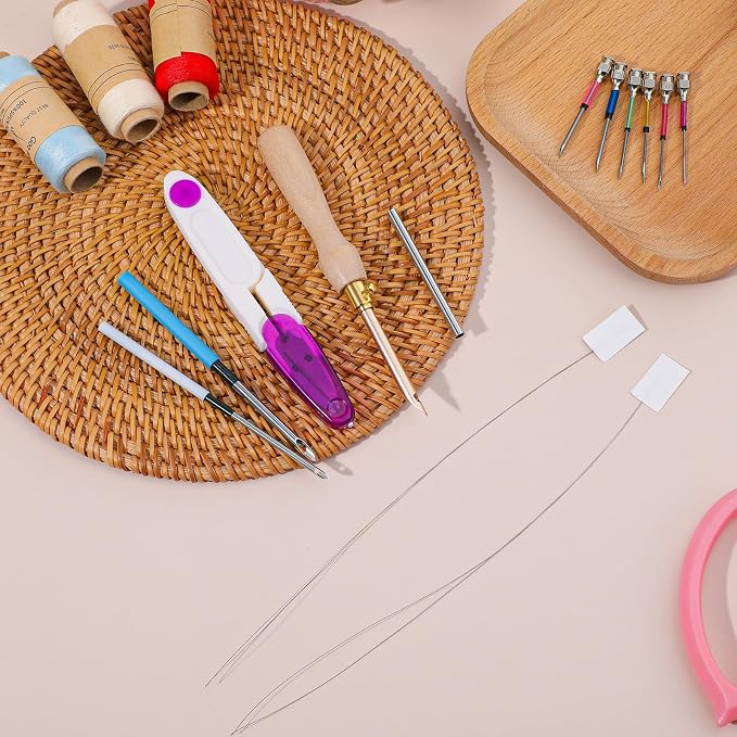 12PCS Punch Needle Kit, Adjustable Punch Needle Tool, Wooden Handle Embroidery - Image 7