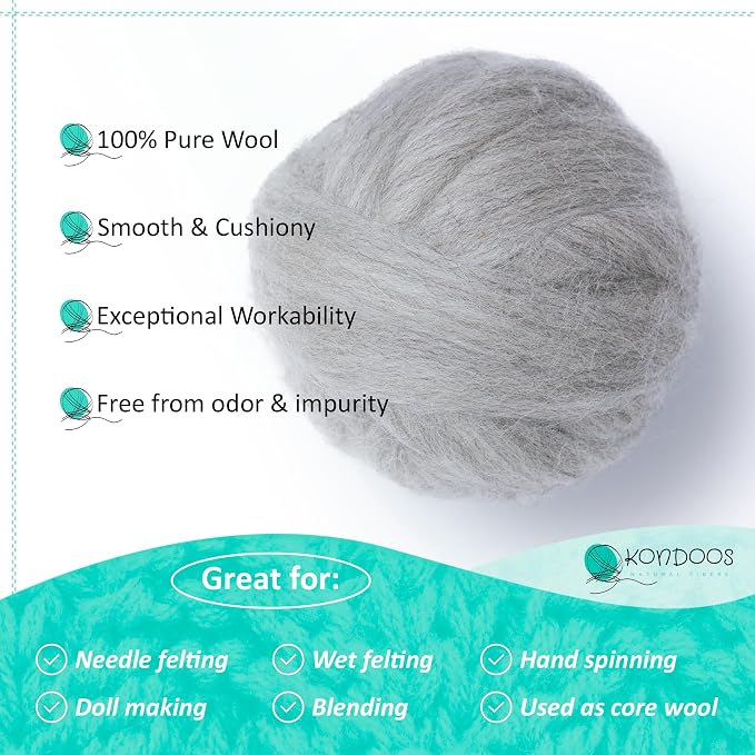 Natural Wool roving, 8 OZ. Best - Image 2