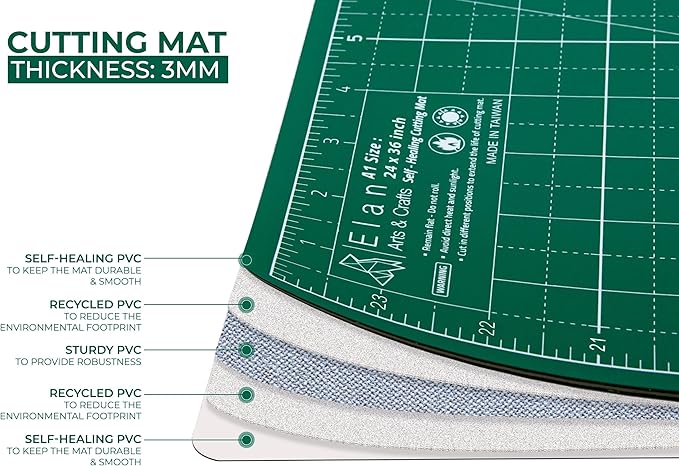 Elan Cutting Mat 36x72 Green, Extra Large Self Healing Cutting Mat 36 x 72 Inch - Image 3