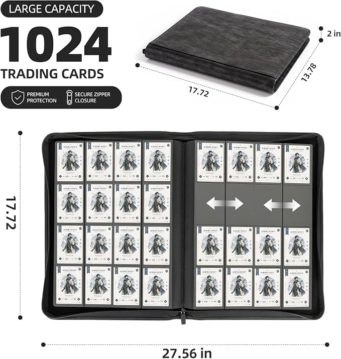 Card Binder 16 Pocket, Premium 1024 Double Sided Pocket Collection Binder - Image 3