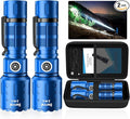 Flashlights High Lumens Rechargeable, Super Bright Long Range Small Powerful Flashlight, 6 Modes LED Tactical Pocket Waterproof Flash Light for Home Emergency (2, Blue)