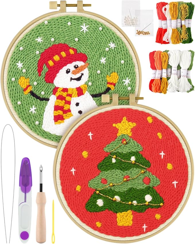 ERKOON Christmas Punch Needle Kit Adults Beginners, Needling Punch Project by ERKOON
