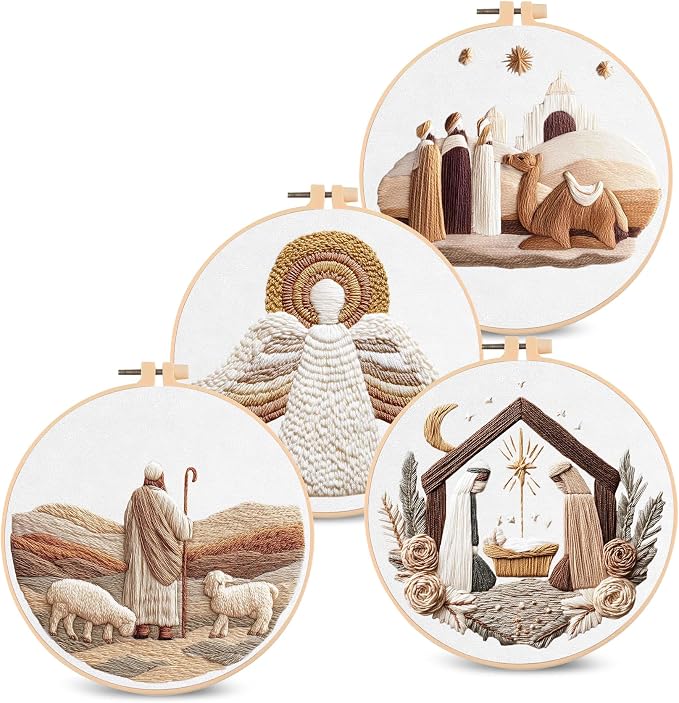 Santune Christian Embroidery kit, Nativity Scene Needlepoint Cross Stitch Kits by Santune