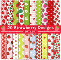 HunnmingRe 20 Pcs 10''x10'' Strawberry Quilting Fabric Square Strawberries by HunnmingRe