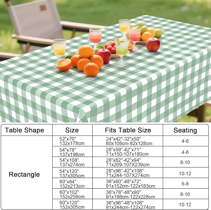 Smiry Rectangle Table Cloth, Waterproof Vinyl Tablecloths - Image 7