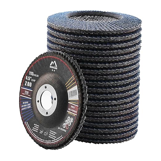 Merryland Flap Disc 4 1/2 inch Metal for Angle Grinder, 4.5inch 80 Grit T29 Flap Wheel 20 Pack, Blue Zirconium Corundum INOX Stainless Steel Iron Universal, Craft-Line FC1107414-20