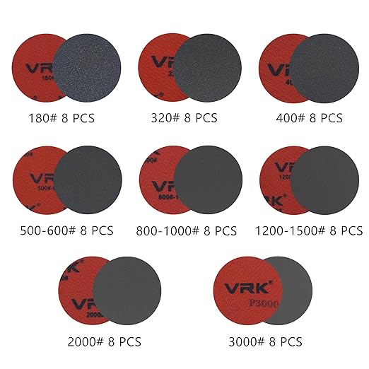 64 PCS 2 Inch Sanding Disc Pad,Hook and Loop Sanding Pads 180 to 3000 Wet Dry Sponge Sandpaper with 1/4” Shank for Drill Sanding Grinder Rotary Tools Curved Surface Polishing and Sanding
