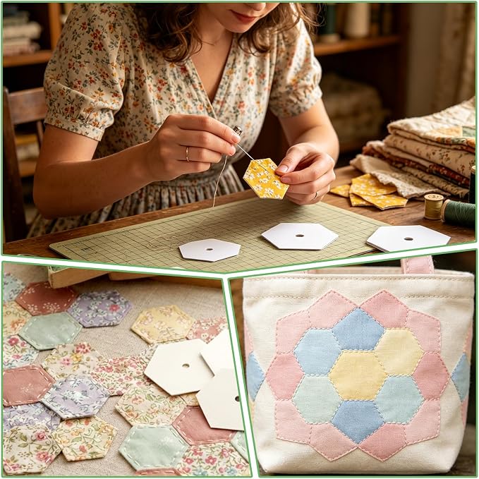 400 PCS Paper Piecing 1.25", Hexagon Quilting Templates - Image 6