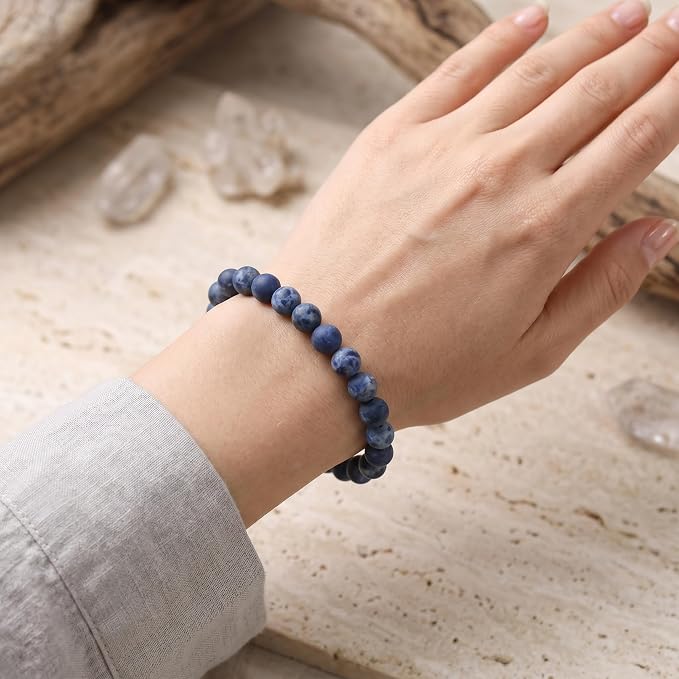 60pcs Natural Matte Olded Blue Sodalite Gemstone Beads，6mm Frosted Round Loose - Image 6