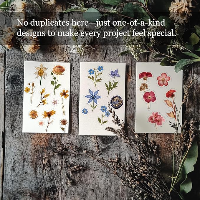 450 Pcs Flower Stickers for Scrapbook Supplies, Dried Pressed Flowers Scrapbook - Image 6