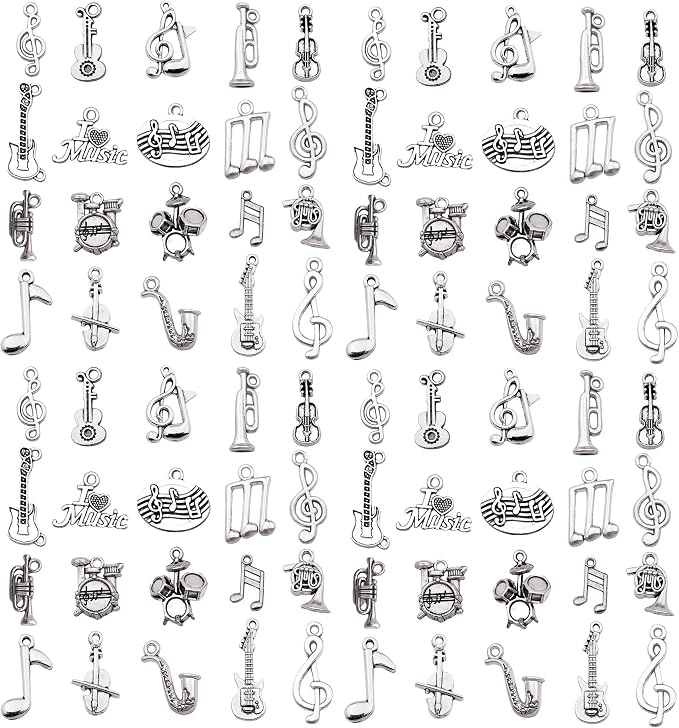 WOCRAFT 60pcs Antique Silver Music Bracelet Charms by WOCRAFT