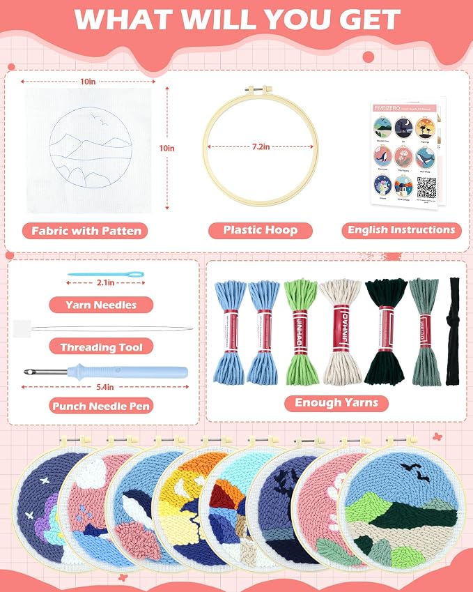 FIVEIZERO DIY Punch Needle Kit for Beginners, Mountain View Punch Embroidery Kit - Image 2