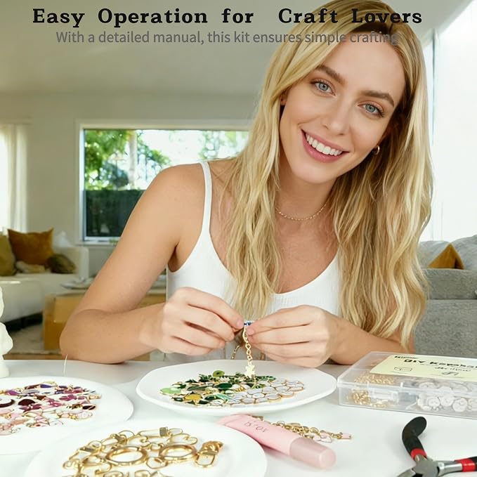 Kupor 342Pcs DIY Keychain Making Kit – 25 Keychains, Storage Box & Instruction - Image 3