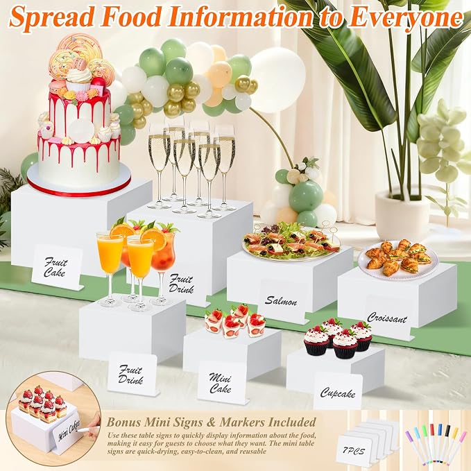 7Pcs White Acrylic Buffet Risers - Image 8