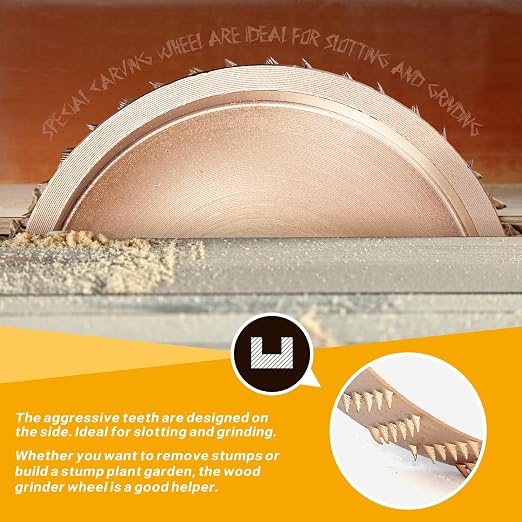 BLEKOO 5PC Angle Grinder Wood Carving Disc Set, 5/8" Arbor, Wood Shaper & Stump - Image 6