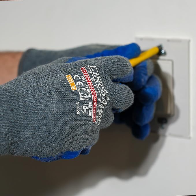 linconson 12 Pairs Extreme Grip Latex Palm Coated Cotton Work Gloves Suitable For Construction, Mechanics and Warehousing