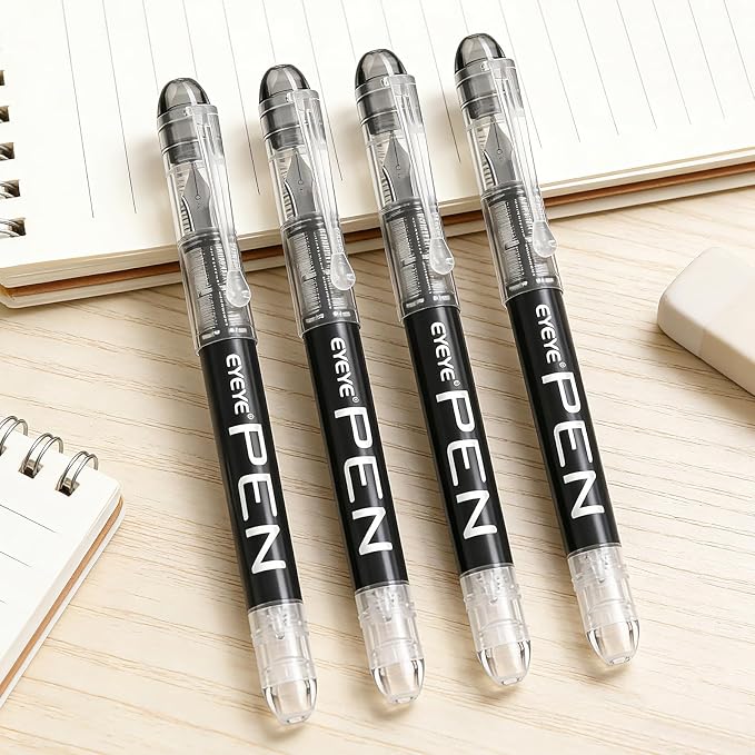 EYEYE Fountain Pens for Writing, 5 Black 4 Blue Disposable Fountain Pens - Image 7