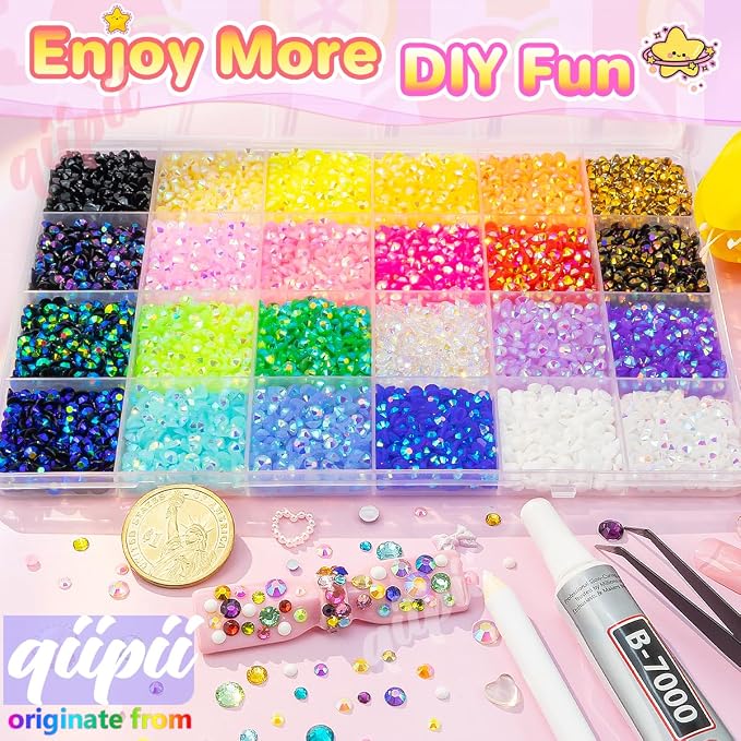 qiipii 24 Color 7200pcs 4mm Jelly Resin Rhinestones - Image 4