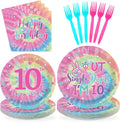 96Pcs Tie Dye 10th Birthday Party Decorations by Greencian