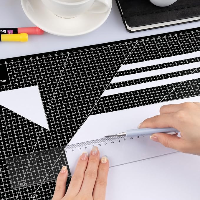 2 Pcs Large Cutting Mat Self Healing, Double Sided, Grid Line And Angles Help - Image 3