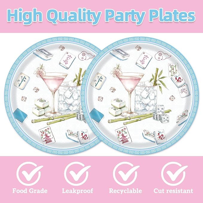 40Pcs Mahjong Party Supplies Plates and Napkins - Image 3
