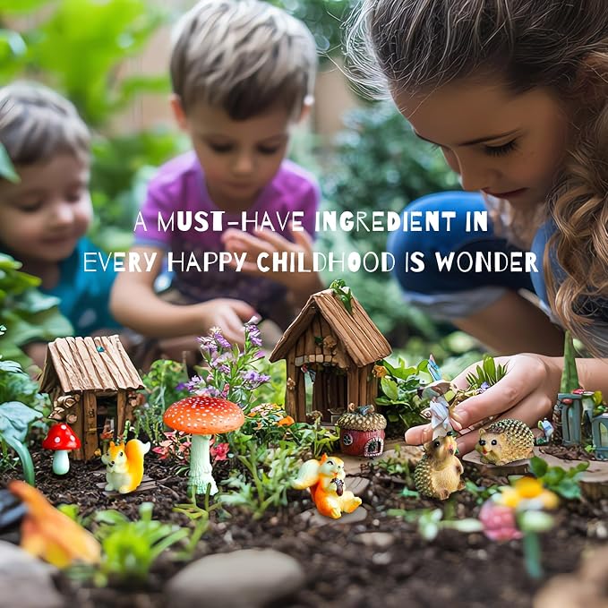 Fairy Garden Accessories, 7 Pieces Squirrel & Hedgehog Resin Figures - Image 3