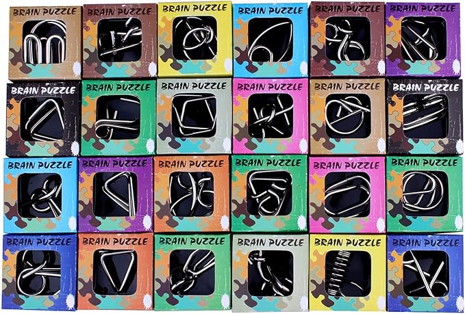 AHYUAN 24 Pack Metal Puzzles Brain Teaser IQ Wire Metal Puzzles - Image 6