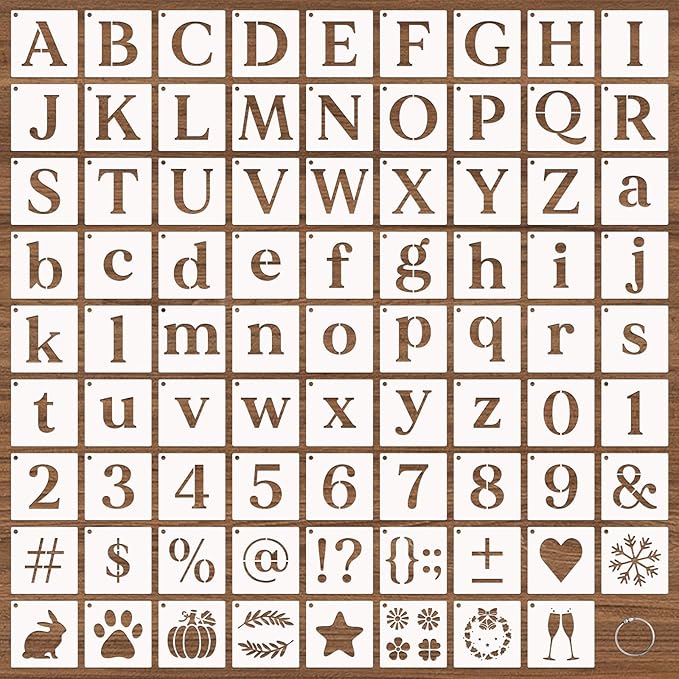 80 Pcs 3 x 3 Inch Alphabet Letter Stencils, Reusable Plastic Letter Number by DZXCYZ