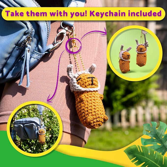 Capybara Crochet Kit for Beginners, 2 Easy Amigurumi Capybaras, Bunny Ears | - Image 5