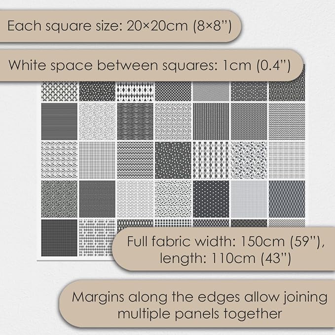 Cotton Satin Patchwork Fabric Panel – 35 Designs, 20×20 cm Squares, Single - Image 5