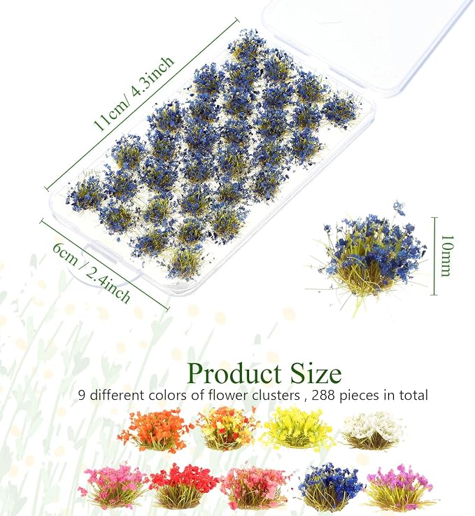 288 Pcs Static Grass Tuft Flower Cluster Vegetation Groups Self Adhesive - Image 2