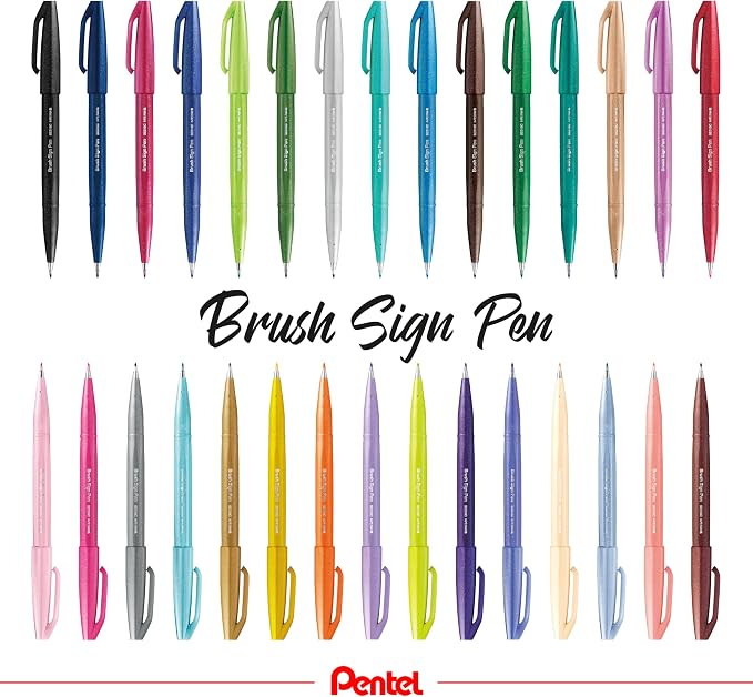 Pentel Fude Touch Sign Pen, Sky Blue, Felt Pen Like Brush Stroke - Image 7