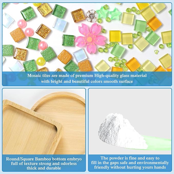 UXORSN 4 Sets DIY Mosaic Tiles for Crafts Mixed Color Mosaic Pieces - Image 4