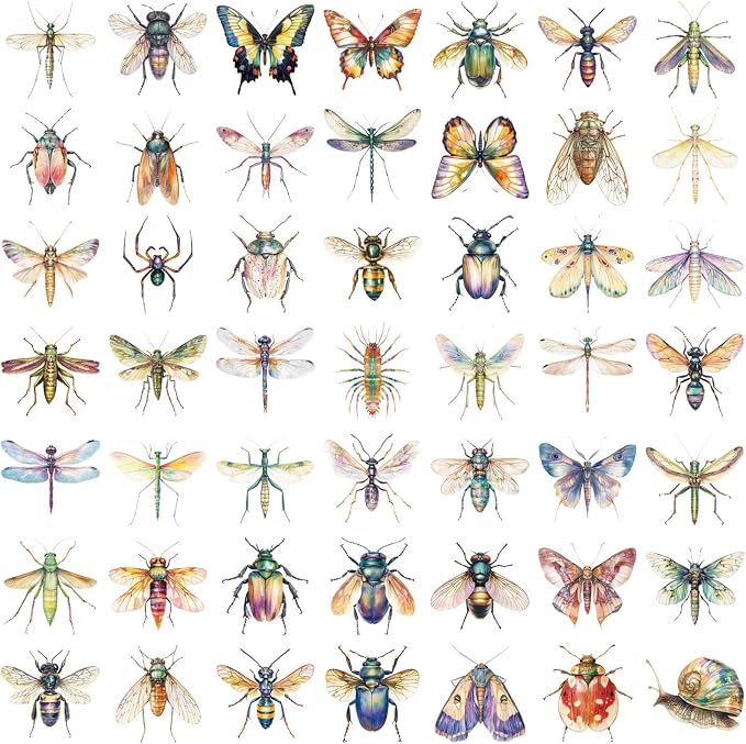 50Pcs Clear PET Insect Aesthetic Stickers - Image 2