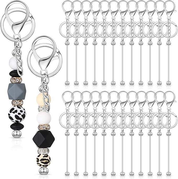 Tondiamo 24 Pcs Beadable Keychain Bars Bulk Beads by Tondiamo