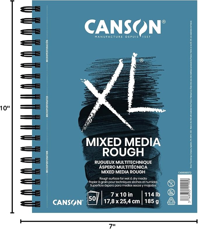Canson XL Series Mixed Media Pad, Rough Texture, Side Wire, 7x10 inches - Image 3