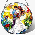8'' Romantic Couple Wedding Sun Catcher Ornament, Stained Glass Window Hanging by Unknown