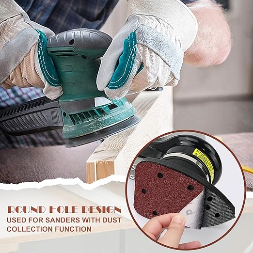 70pcs Mouse Sander Sandpaper Assortment Kit, 5 Hole Detail Sander Sandpaper Palm Sander Paper Mouse Sanding Pads Hook and Loop Sanding Sheets - 40/60/80/100/150/240/320 Grit