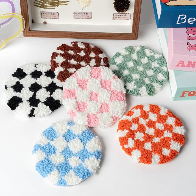 WATINC Checkerboard Punch Needle Coaster Kit - Image 4