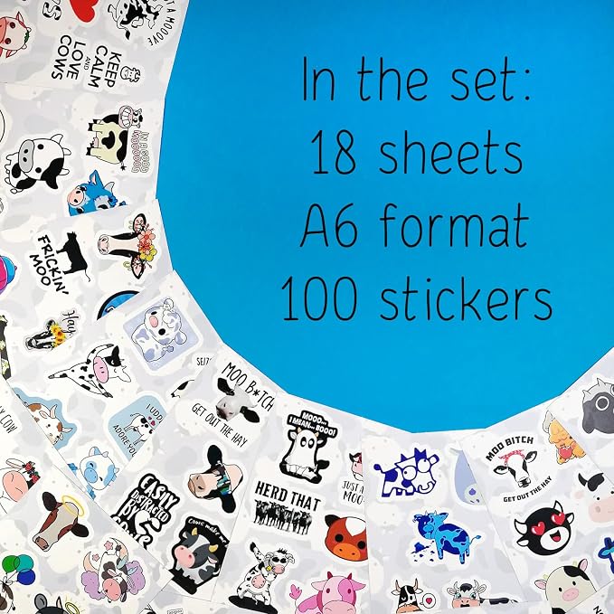 BulbaCraft 100Pcs Cow Stickers for Water Bottles, Laptop Decals, Cute Cow Gifts - Image 2