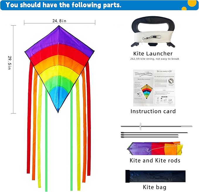 Colorful Diamond Kite, Fiberglass Frame - Image 7