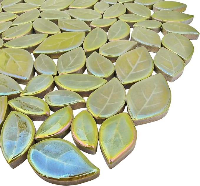500g/1.1lb Leaf-Shaped Ceramic Mosaic Tiles, Ceramic Mosaic Pieces - Image 7