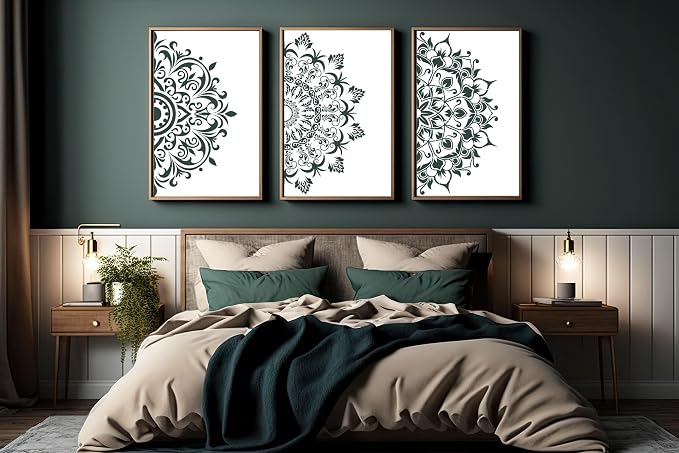 YKW 5 Pack Mandala Stencils for Painting, Large Half Mandala & Breathe Zen - Image 3