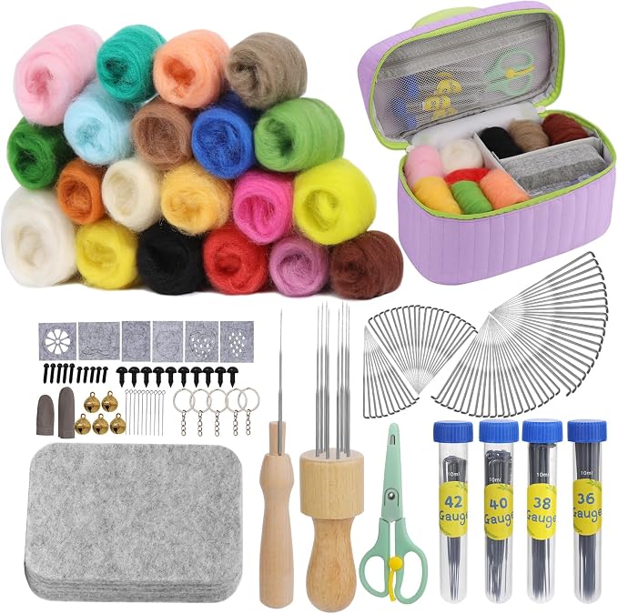 SOCNITC 20 Colors Needle Felting Kits by SOCNITC