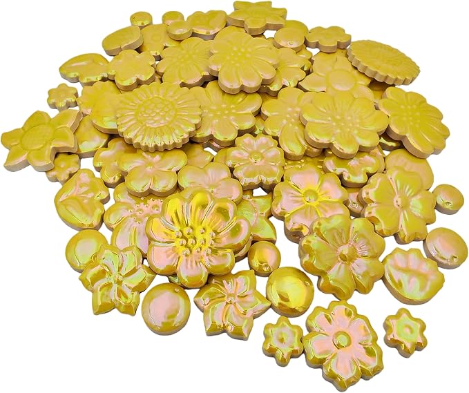 500g/1.1lb Ceramic Mosaic Tiles Mixed Shapes of Flowers, Mushrooms by Unknown