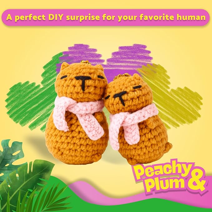Capybara Crochet Kit for Beginners, 2 Easy Amigurumi Capybaras & Keychains | - Image 6