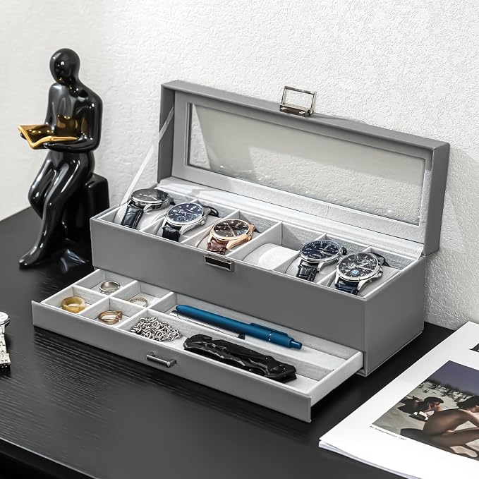 ProCase Watch Box, 6 Slot Watches Display Case - Image 7